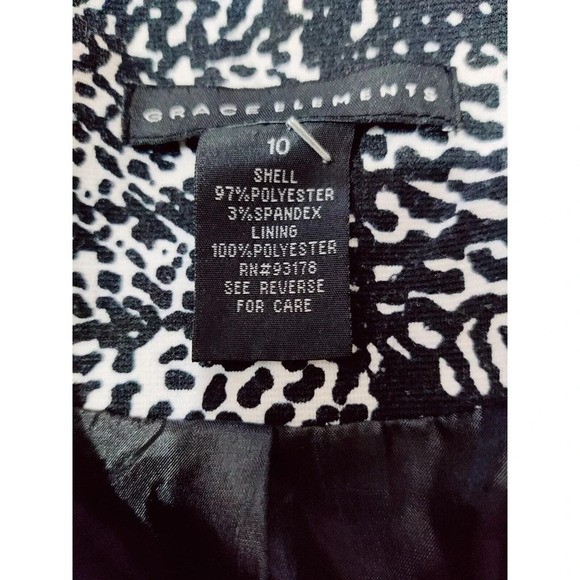 Grace Elements Black White Animal Print Collared Zipper Jacket Size 10 - Picture 7 of 7